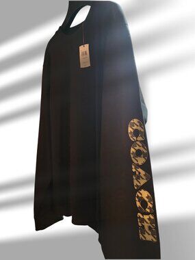 Coach Men’s XXL NWT Black Houndstooth Sleeve Logo Crewneck Sweatshirt